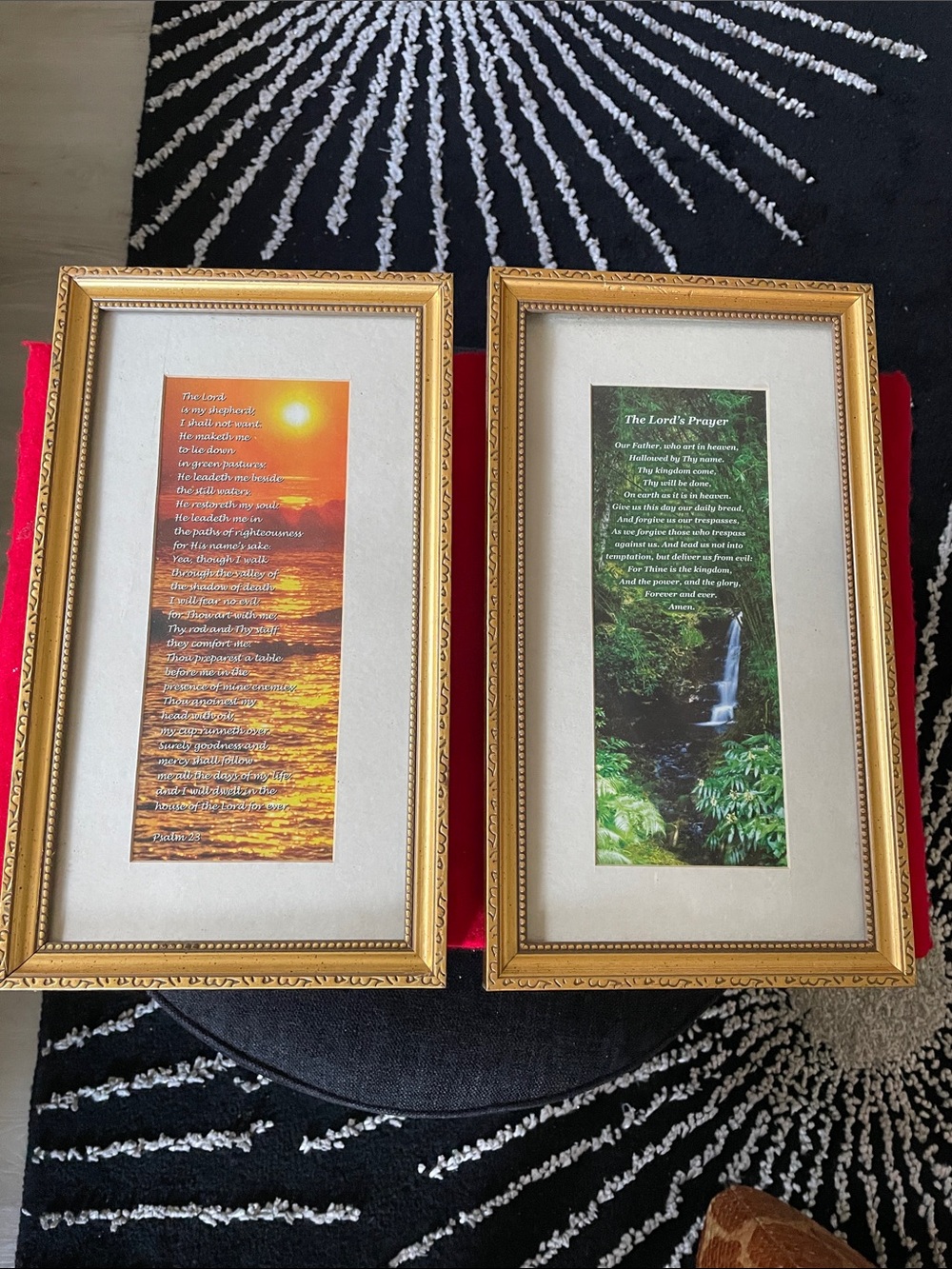 Pair of Gold Framed Inspirational Prints -Psalm 23 & The Lord’s Prayer